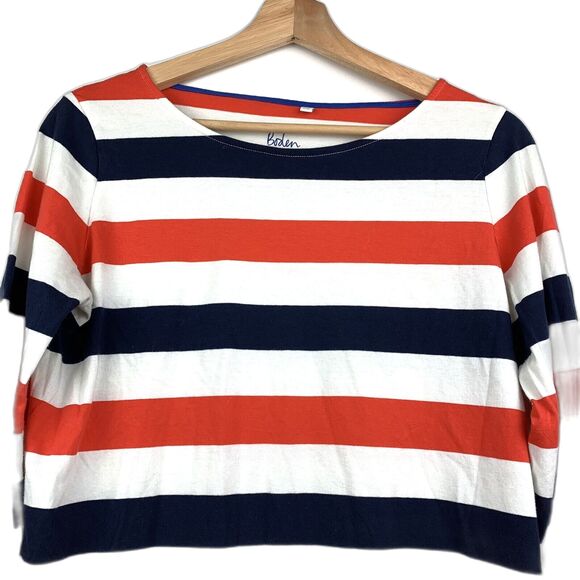 Boden Stripes Ahead of The Rest Color Block Top Size 8 Super Soft stretchy - Picture 3 of 9
